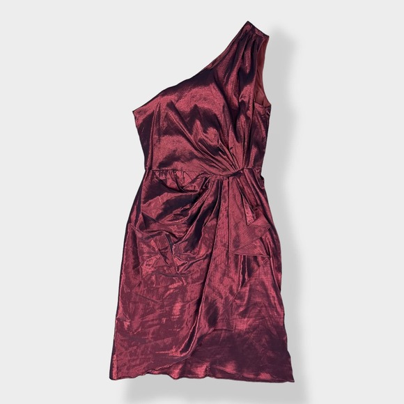 London Times NWT‎ red satin one shoulder draped dress Size 10 - Picture 1 of 9